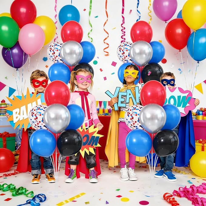 4 Sets Black Silver Red Blue Balloons Stand - Image 5