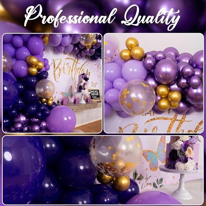 ALL-IN-1 Purple and Gold Balloon Arch & Garland Kit – Small and Large Purple - Image 7
