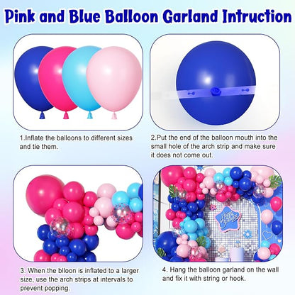 170Pcs Blue and Pink Balloons Summer Hawaii Tropical Arch Garland Kit | Royal - Image 3
