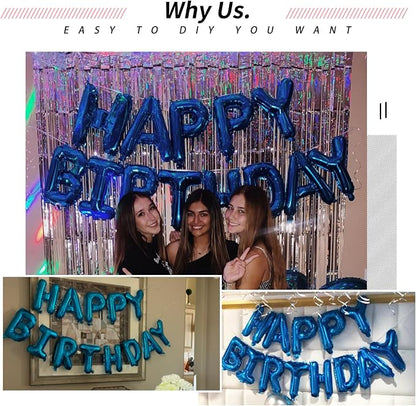 16" Blue Letter Number Balloons, Happy Birthday & 2 Sets of A-Z 0-9, Foil Mylar - Image 5