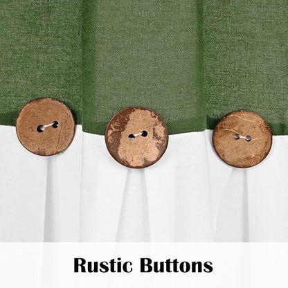 Farmhouse Valance Curtains, Boho Cotton Linen Kitchen Valance, Rustic Button - Image 4