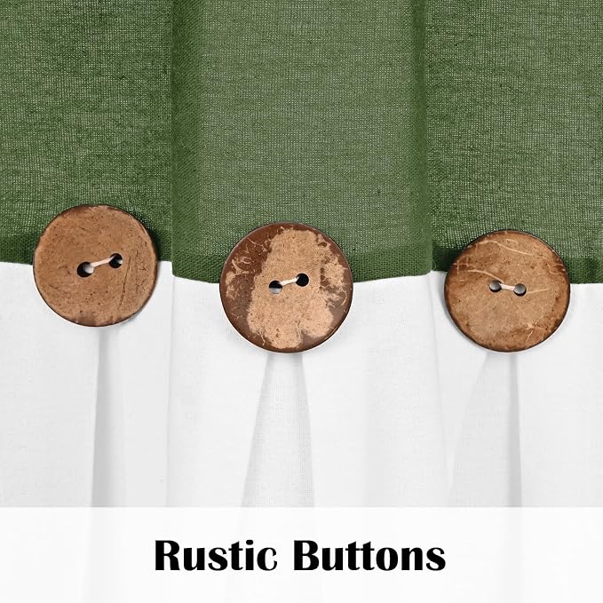 Farmhouse Valance Curtains, Boho Cotton Linen Kitchen Valance, Rustic Button - Image 3