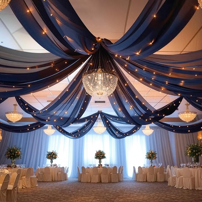 6 Panels Black Ceiling Drapes - Image 6