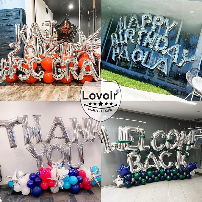 Lovoir 40 Inch Large Silver Letter O Balloons Big Size Jumbo Mylar Foil Helium - Image 5
