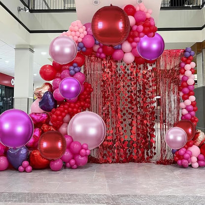 HILAVO 15PCS Red Pink Round Foil Balloons - Image 4