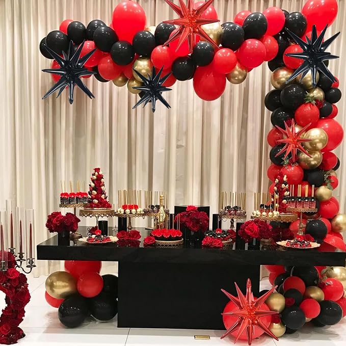 TONIFUL 8 Pcs Star Balloons Black and Red Foil Explosion Party Decorations | 2 - Image 4