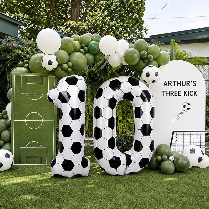 Soccer 10 Balloon Number, 40 Inch Soccer Number 10 Foil Balloon - Image 7