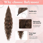 Flufymooz Ponytail Extension, Flexible Wrap Around Ponytail Extension Long Wavy Curly Hair Extensions Natural Synthetic Hairpiece for Women 32 Inch (Chocolate Reddish Brown)