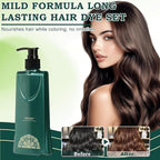 Mild Formula Long Lasting Hair Dye Set, Hair Color for Gray Coverage, Natural plant extracts, Long-Lasting Single Step Hair Dye with Nourishing Shampoo (Chestnut Brown)