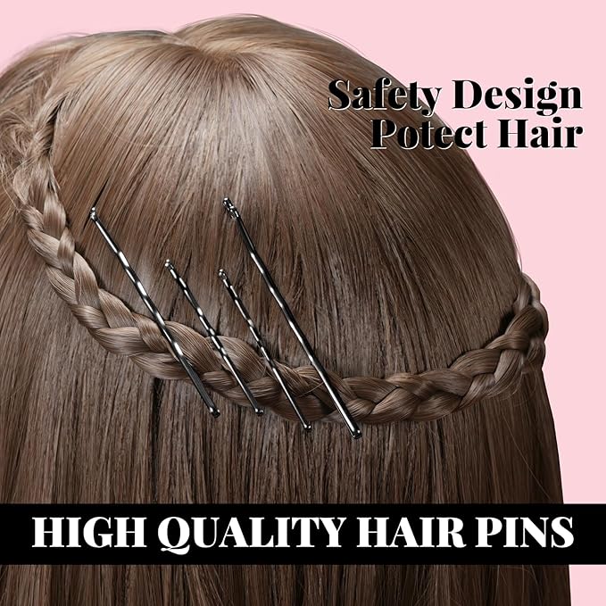 415pcs Bobby Pins Hair Pins Set, IKOCO 200pcs U Shaped Pins & Elastic Hair Ties for Women with Hair Net, Black