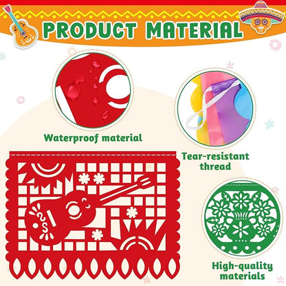 3 PCS Cinco De Mayo Decorations, Plastic Mexican Party Banner 55.2 FT Papel - Image 4
