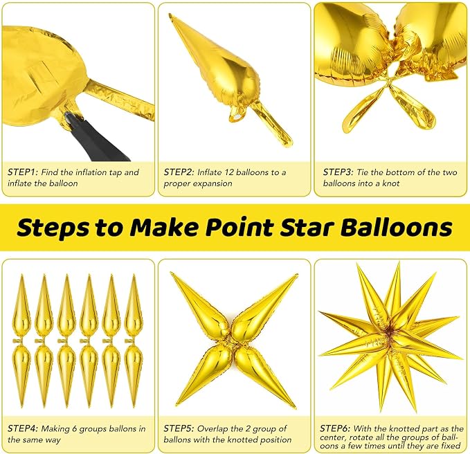 72PCS Gold Silver Black Star Balloons, Big 26 Inch Star Foil Metallic Mylar - Image 5