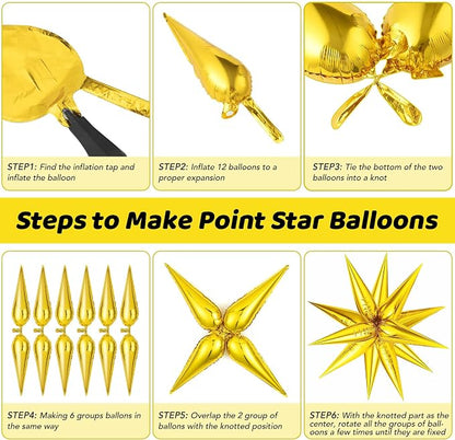 72PCS Gold Silver Black Star Balloons, Big 26 Inch Star Foil Metallic Mylar - Image 5