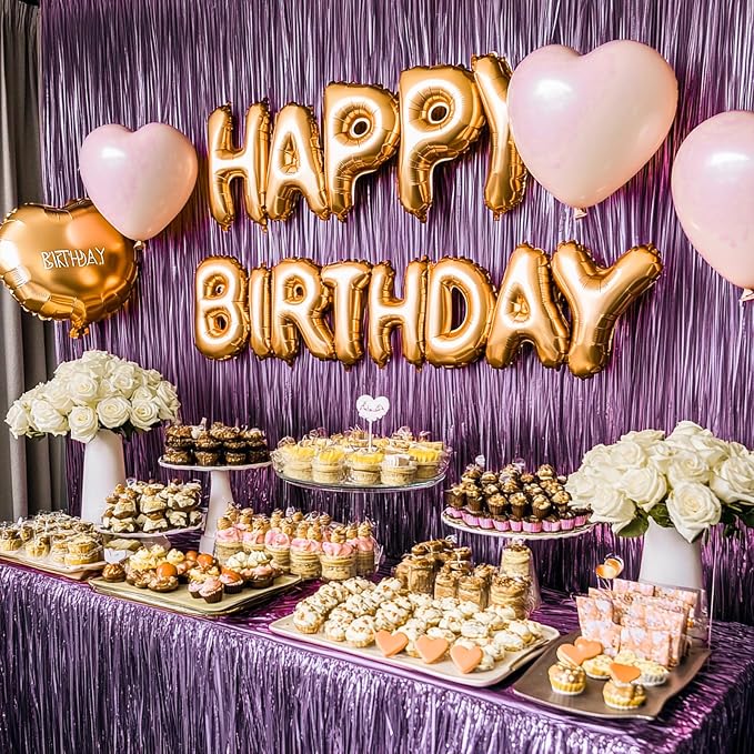 PartyWoo Light Purple Metallic Lavender Foil Tinsel Streamers 2pcs 8.2FT | - Image 3
