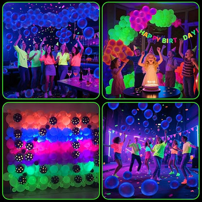 100 Pcs UV Neon Blue Balloons 12 inch Neon Party Supplies, Glow in the Dark - Image 5