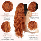 Ponytail Extension, Claw Clip Ponytail Extensions for Women Wavy Pony Tails Hair Extensions 18 Inch Clip in Ponytail Hairpiece Fluffy Natural Synthetic for Daily Use (Ginger Copper)