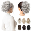 REECHO 9" Short Ponytail Extension, Classic Loose Curly Wavy Claw Clip Pony tails Hair Extensions HP001 Hairpieces for Women (Silver Grey)