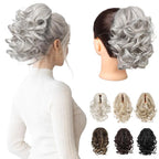 REECHO 9" Short Ponytail Extension, Classic Loose Curly Wavy Claw Clip Pony tails Hair Extensions HP001 Hairpieces for Women (Silver Grey)