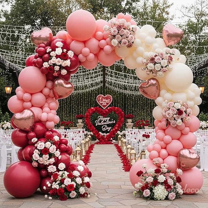 Burgundy Pink Balloon Arch Kit Birthday Decorations, 131 Balloons | 6 Rose Gold - Image 4