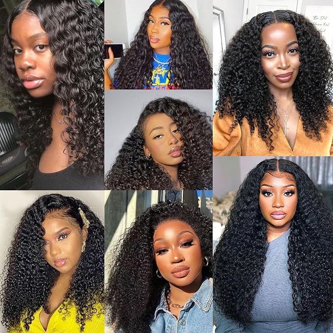 Curly Clip in Hair Extensions for Black Women Brazilian Virgin Human Hair Clip in Extensions 8Pcs Kinky Curly Clip ins Human Hair with 18Clips Double Lace Weft 120g 22inch Natural Black