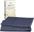 California Design Den King Size Pillowcase Set - 400 Thread Count, 100% Cotton Sateen, Set of 2 Pillow Covers, Soft and Breathable - Indigo Dusty Blue