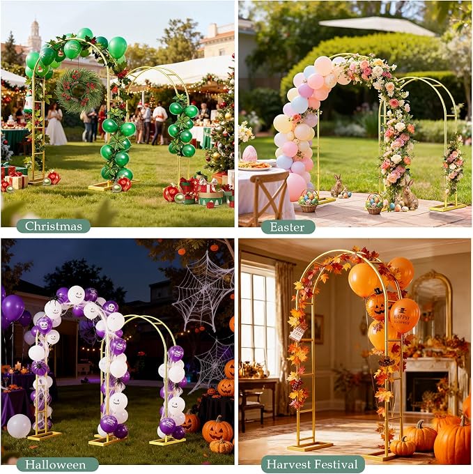 WellSign 7.2FT, 6FT Balloon Arch Backdrop Stand Set of 2 | 2PK Metal Pergola - Image 5