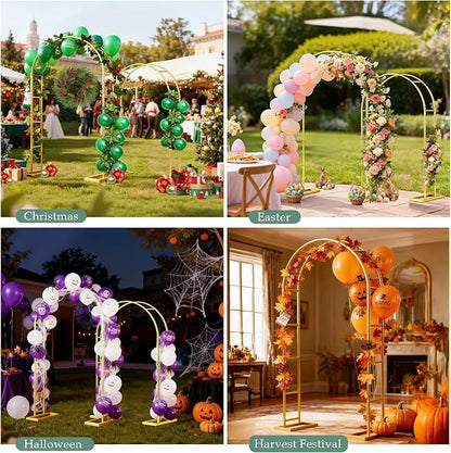 WellSign 7.2FT, 6FT Balloon Arch Backdrop Stand Set of 2 | 2PK Metal Pergola - Image 5