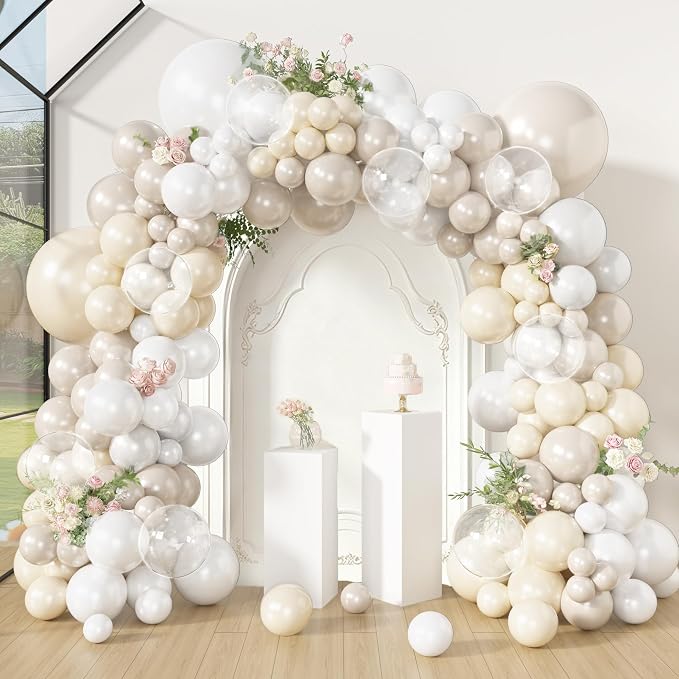 Amandir 173 Pcs Pearl White Balloon Arch Garland Kit | Double-Stuffed Pearl by Amandir