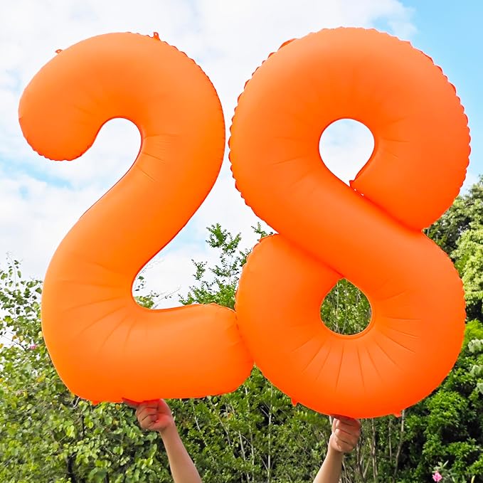 Orange Birthday Number 2 Balloon 40 inch Fluorescent Orange Number 2 | Helium - Image 6