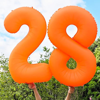 Orange Birthday Number 2 Balloon 40 inch Fluorescent Orange Number 2 | Helium - Image 6