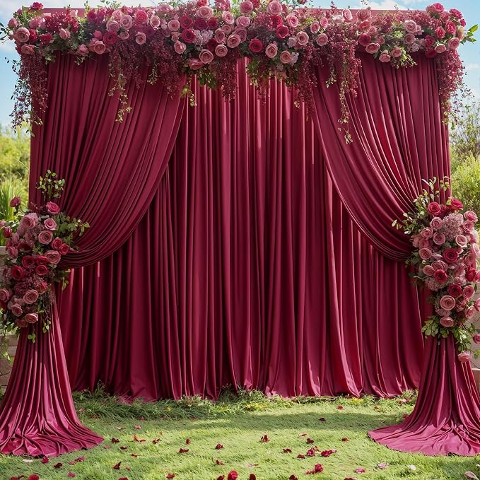8 Panels Burgundy Backdrop Curtains - Image 4