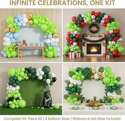 114pcs Lime Green Balloons, 18/12/10/5inch Light Green Latex Party Balloons | - Image 4