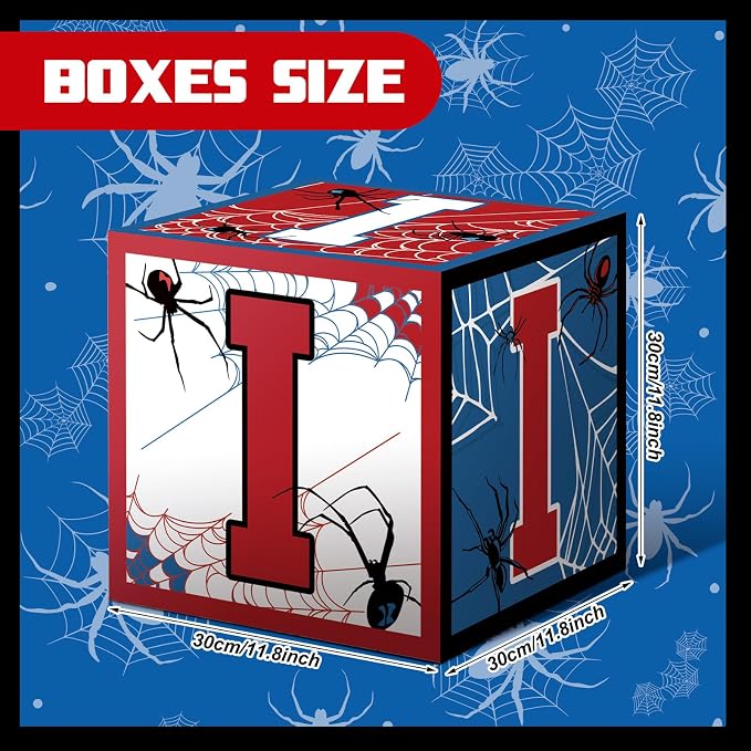Feifeiya 4 Pcs Spider 5th Birthday Decoration Spider Theme Balloon Boxes "Five" - Image 3