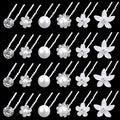 CUBACO 42 PCS Flower Wedding Hair Pins for Women Bridal Crystal Hair Jewelry Bobby Pins Rhinestone Pearl Hair Accessories Silver U Shaped Hair Pins Decorative for Brides Bridesmaids Girls
