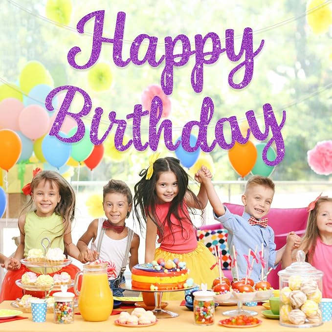 Glitter Happy Birthday Banner Sig Birthday Garland Wall Door Banners Flag - Image 7