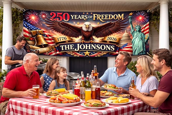 Personalized 250 Years of Freedom USA Banner 1776-2026, Patriotic American - Image 4