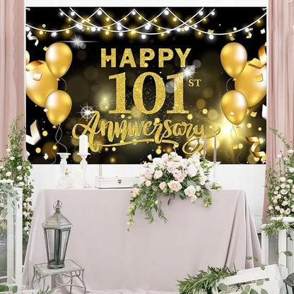 WeBenison Happy 101st Anniversary Backdrop 101st Wedding Anniversary - Image 4