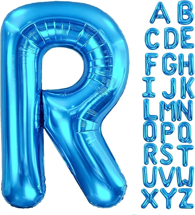 Letter R Balloon 40 Inch Blue, Giant Alphabet Foil Balloon, Big Mylar Party by Aeniaza