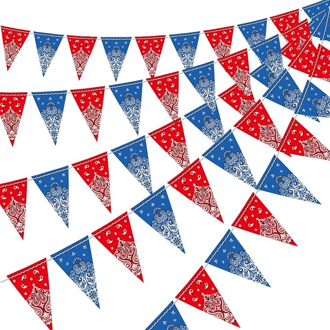 Boao 5 Pack Western Cowboy Party Decorations Bandana Pennant Banner Wild West by Boao