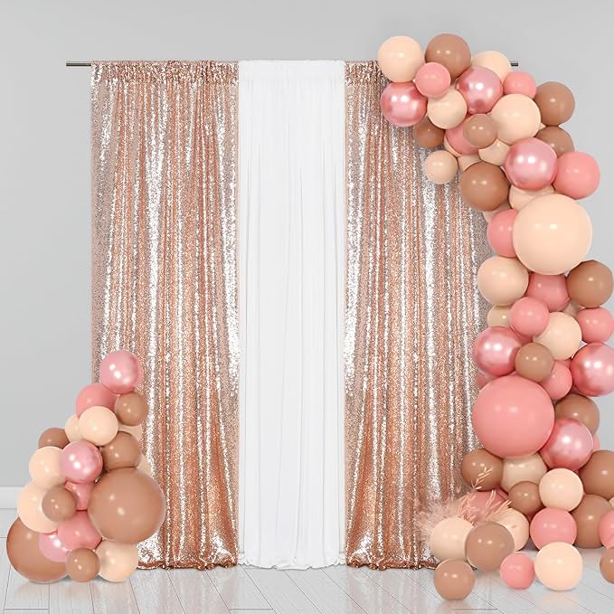Eternal Beauty Rose Gold 3mm Sequin Backdrop 2x8 Ft 2 Pack Wedding | Dense - Image 3