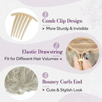 BARSDAR Short Gray Ponytail Extension - 10 Inch Loose Curly Wavy Drawstring Comb Clip Pony Tails Hairpieces for Women, Synthetic Clip in Ponytail Hair Extensions Daily - Silver Grey