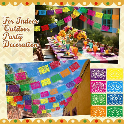 Boao 20 Packs 300 ft Mexican Party Decorations Fiesta Banner Plastic Papel - Image 5