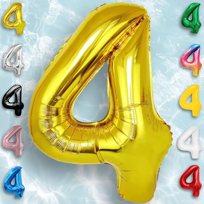 Gold Number Balloon 4 Mylar Foil Balloons 16 inch - Image 6