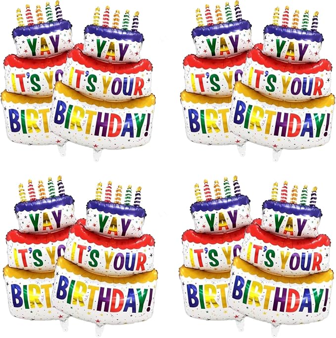 8 Pcs Happy Birthday Cake Foil Balloons Giant Balloons Birthday Party Baby by BIEUFBJI