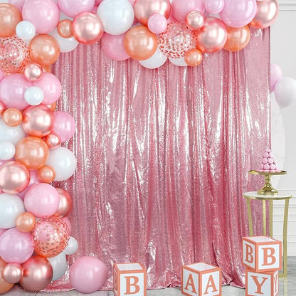 Juya Delight Pink Sequin Backdrop Curtains, Non See Through Photo Background - Image 5