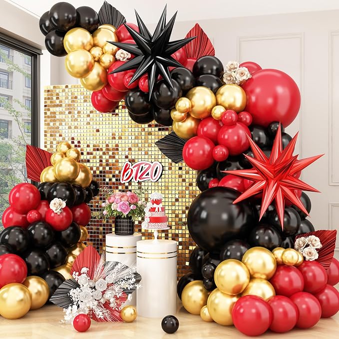 Red Black Balloon Arch Kit, Balloon Garland by BTZO