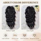MORICHY Hair Toppers for Women Clip in Hair Topper with Bangs 20inch Black Brown Long Wavy Curly Synthetic HairPieces for Women