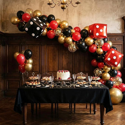 Red Black Gold Balloon, 22 Inch Dice Foil Balloons, Metallic Gold Confetti - Image 6