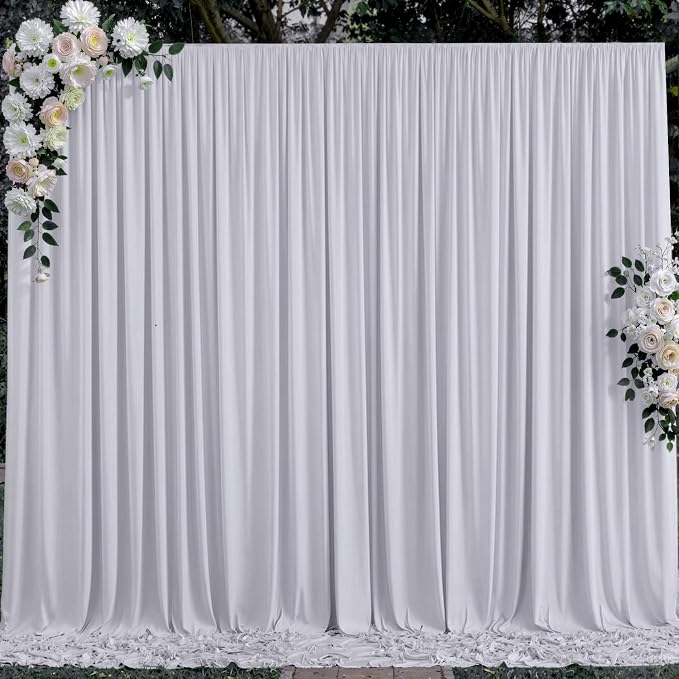 10 ft x 10 ft Wrinkle Free Silver Backdrop Curtain - Image 9