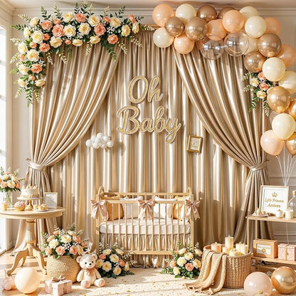 30x10ft Champagne Gold Glitter Backdrop Curtain - Image 5